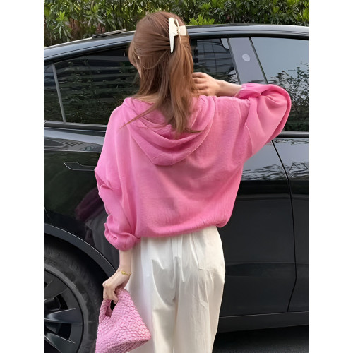 復古黃色連帽薄款長袖防曬服外套女2025新款早秋寬鬆休閒短款上衣