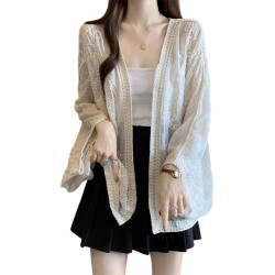 波西米亞度假風蕾絲刺綉防曬開衫外套女2025春大碼胖mm中長款上衣