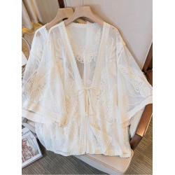 氣質獨特七分袖防曬開衫女2025新款夏季大碼胖mm短袖外搭薄款上衣