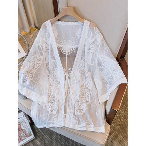 氣質獨特七分袖防曬開衫女2025新款夏季大碼胖mm短袖外搭薄款上衣