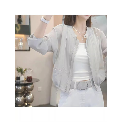 歐貨時尚薄款長袖防曬外套女夏季2026新款透氣百搭短款拉鍊防曬衣