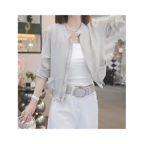 歐貨時尚薄款長袖防曬外套女夏季2026新款透氣百搭短款拉鍊防曬衣