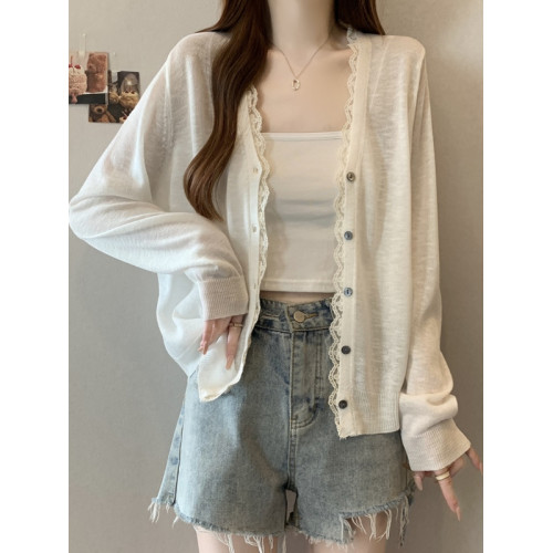 黃色薄款竹節棉針織開衫外套女夏季大碼胖mm外搭防曬罩衫早秋上衣