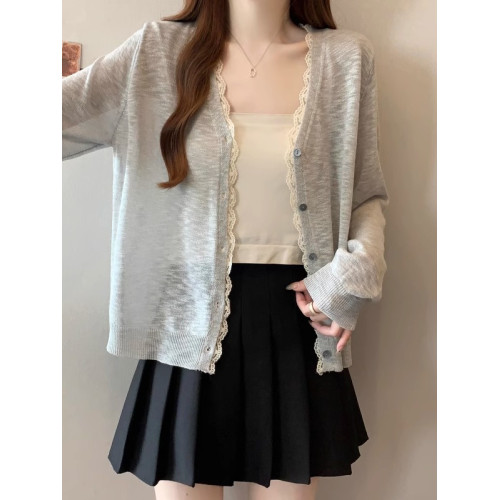 黃色薄款竹節棉針織開衫外套女夏季大碼胖mm外搭防曬罩衫早秋上衣