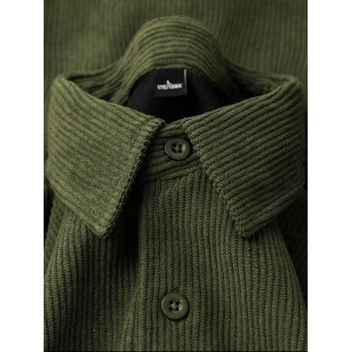 燈芯絨襯衫加厚復古高級感條紋襯衣內搭曡穿打底長袖上衣外套開衫