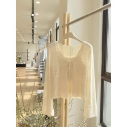 白色吊帶鏤空針織開衫兩件套女2025秋季新款穿搭防曬罩衫絕美上衣