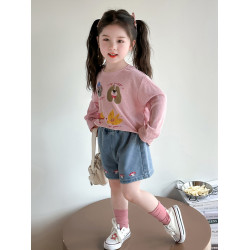 女童防曬衣長袖t恤夏季2025新款洋氣時髦寶寶薄款小狗印花防曬服1