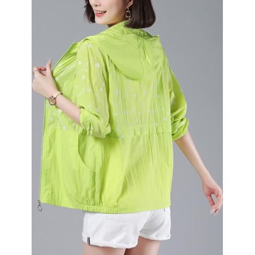 防曬衣女夏季新款長袖連帽時尚薄款寬鬆透氣大碼媽媽休閒百搭外套