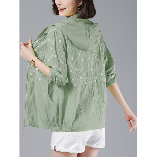 防曬衣女夏季新款長袖連帽時尚薄款寬鬆透氣大碼媽媽休閒百搭外套