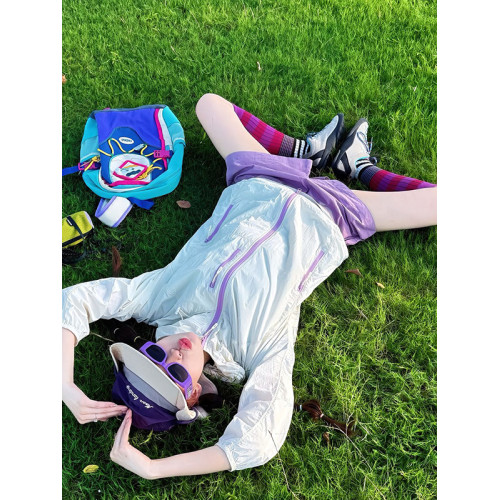 夏季多巴胺女裝套裝戶外輕薄防曬衣速乾長袖騎行服登山沖鋒衣外套