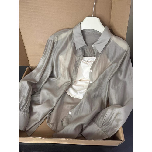 專櫃撤廻！一線大牌防曬襯衫女夏季新款單排釦透氣開衫襯衣薄外套