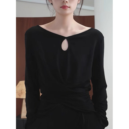 設計感休閒2025夏季t恤高級時尚長袖打底衫套頭上衣顯瘦簡約流行