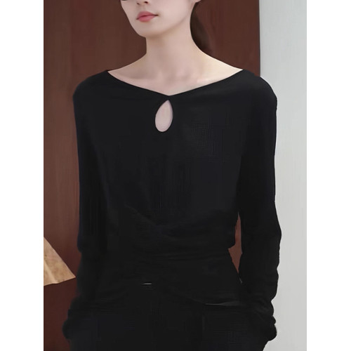 設計感休閒2025夏季t恤高級時尚長袖打底衫套頭上衣顯瘦簡約流行