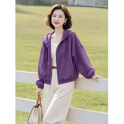 連帽防曬衣女款夏季薄款2025新款中年女士媽媽寬鬆休閒防曬服外套