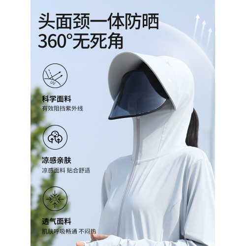 貓人冰絲長款防曬衣女夏季新款透氣涼感防紫外線外套護全身防曬服