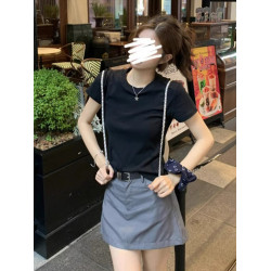 廣州十三行爆款女裝T恤夏季正肩修身短袖上衣百搭顯瘦內搭體恤潮