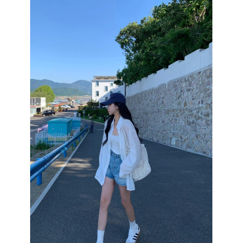 韓系白色薄款防曬長袖襯衫女夏裝新款寬鬆慵懶風襯衣休閒外套上衣