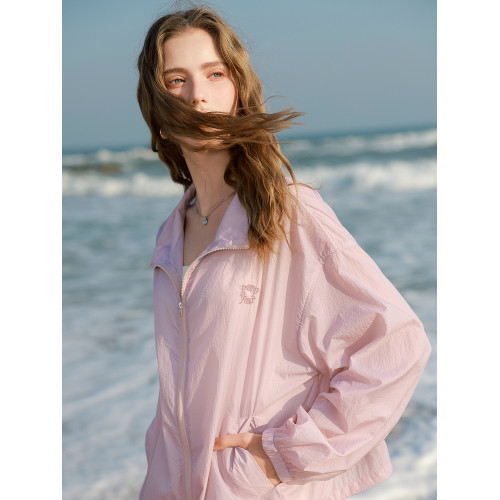 三彩2025春季新款寬鬆短款防曬衫輕薄小外套防紫外線戶外M