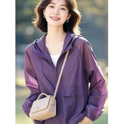 2025夏季新款洋氣外套女小個子短款休閒慵懶風百搭輕薄紫色防曬服