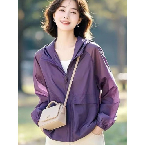 2025夏季新款洋氣外套女小個子短款休閒慵懶風百搭輕薄紫色防曬服