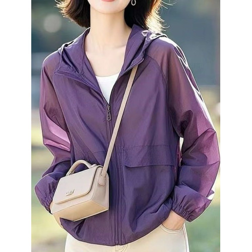 2025夏季新款洋氣外套女小個子短款休閒慵懶風百搭輕薄紫色防曬服