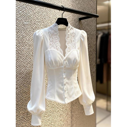 高級氣質蕾絲小資優雅襯衫女長袖秋季新款洋氣減齡顯瘦禦姐上衣潮