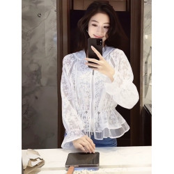 高級感提花拉鍊開衫連帽時尚長袖防曬罩衫通勤小衆上衣2026年早春