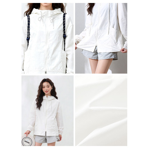 MJstyle新款寬鬆休閒百搭連帽外套女短款夏季荷葉邊防曬衣設計感