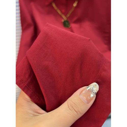 高級感炸街紅色長袖襯衫女歐洲站歐貨小個子時尚洋氣寬鬆顯瘦襯衣