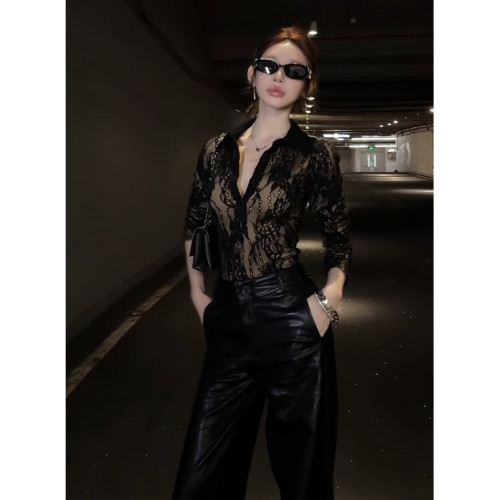 冬季法式小資小上衣重要場合小衆設計感獨特漂亮通勤白色蕾絲襯衫