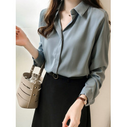 秋裝雪紡襯衫上衣女長袖韓版大碼胖mm200斤設計感OL職業面試襯衣