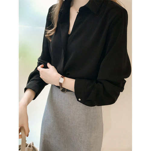 秋裝雪紡襯衫上衣女長袖韓版大碼胖mm200斤設計感OL職業面試襯衣