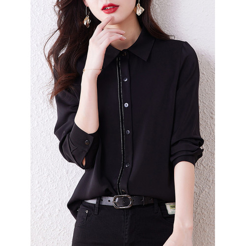 九月墨陌法式時尚長袖女士襯衫2025年秋裝新款氣質遮肚子寬鬆上衣