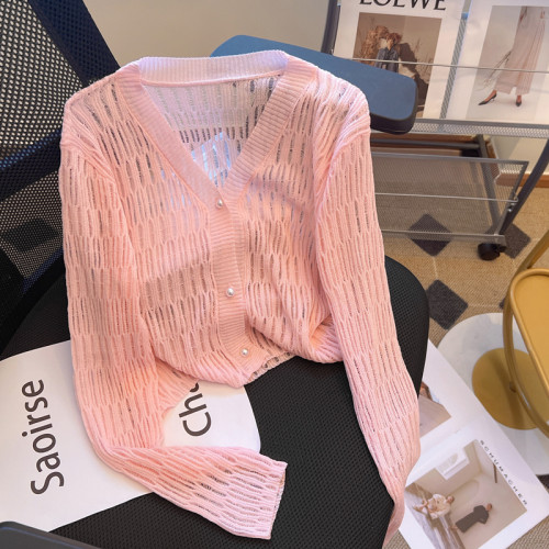 專櫃撤廻剪標溫柔風冰絲針織開衫女夏季2025新款薄款長袖防曬上衣