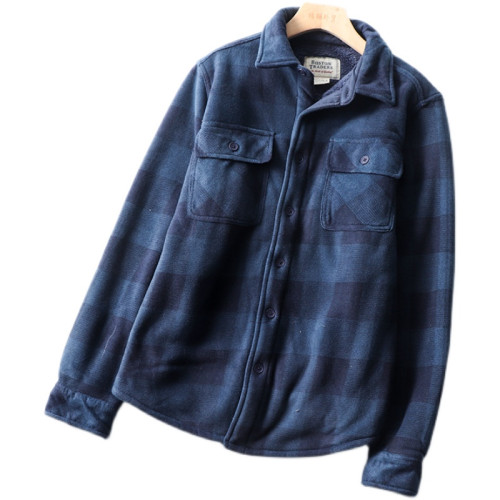 出歐美原單！有大碼！情侶款加絨加厚保暖休閒羊羔毛格子襯衫外套