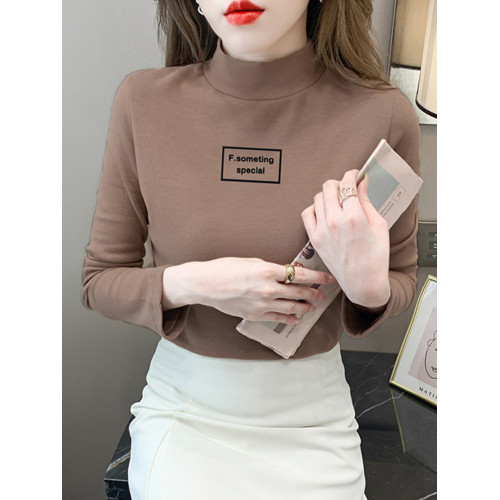 半高領打底衫女2025春秋冬白色時尚洋氣修身內搭上衣純棉長袖t恤