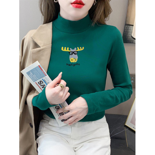 半高領打底衫女2025春秋冬白色時尚洋氣修身內搭上衣純棉長袖t恤