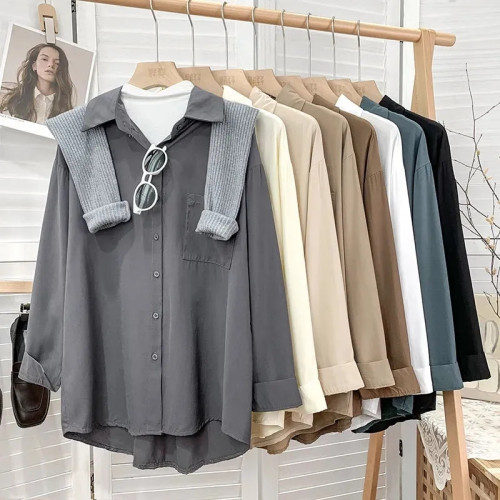 高級垂感寬鬆顯瘦長袖雪紡襯衫女秋季設計感小衆休閒別致外搭上衣