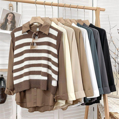 高級垂感寬鬆顯瘦長袖雪紡襯衫女秋季設計感小衆休閒別致外搭上衣