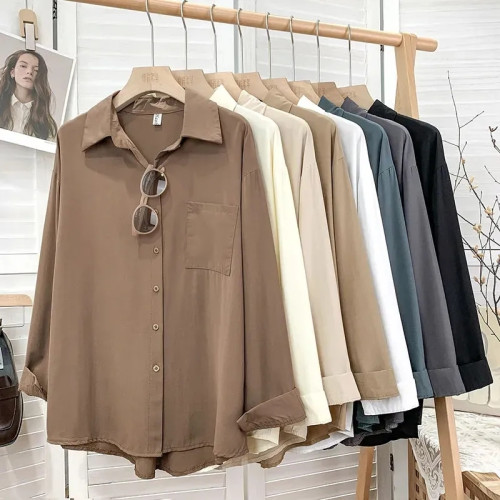 高級垂感寬鬆顯瘦長袖雪紡襯衫女秋季設計感小衆休閒別致外搭上衣