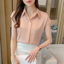 夏季新款短袖職業襯衫氣質通勤垂感上衣高級感薄款百搭寬鬆襯衣女
