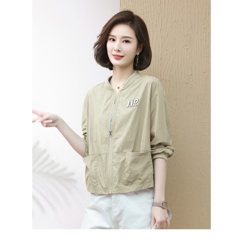 休閒輕薄防曬衣女短款長袖棒球服2023夏季新款寬鬆洋氣防曬服外套