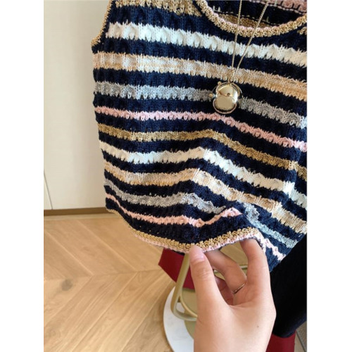 專櫃撤廻剪標小香風重工彩色吊帶背心女夏季新款度假風氣質短上衣