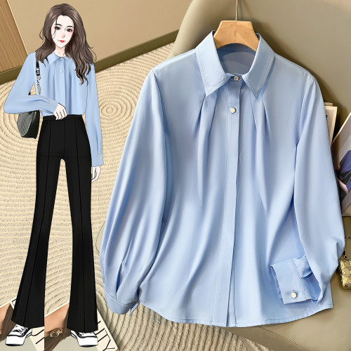 大碼胖mm小衆設計感寬鬆顯瘦職業裝襯衫時尚洋氣慵懶風上衣女秋裝