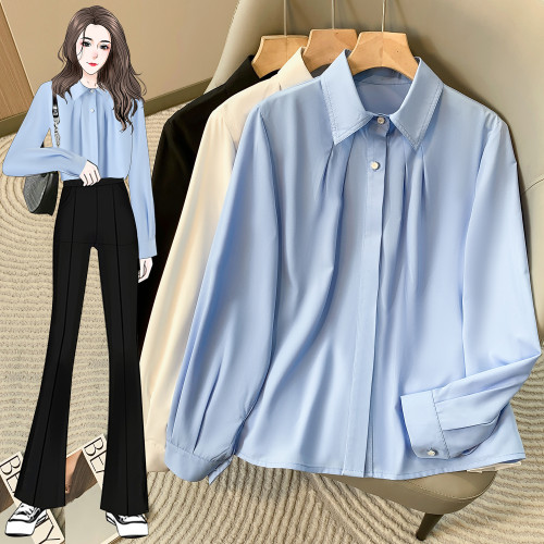 大碼胖mm小衆設計感寬鬆顯瘦職業裝襯衫時尚洋氣慵懶風上衣女秋裝