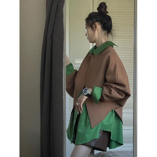 法式顯白氣質不規則設計感罩衫寬鬆長袖襯衣百搭短褲時尚三件套裝