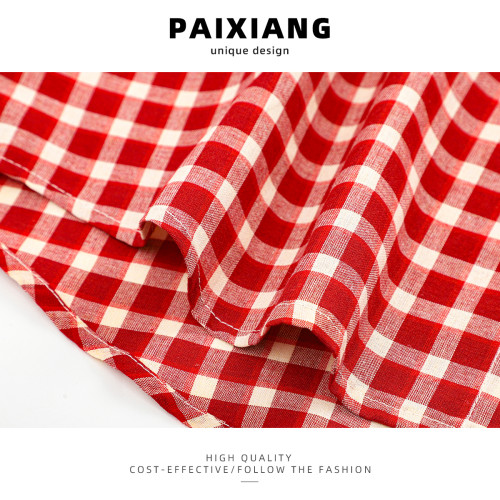 PAIXIANG/港風復古格子長袖襯衫女秋冬新款打底衫設計感寬鬆襯衣