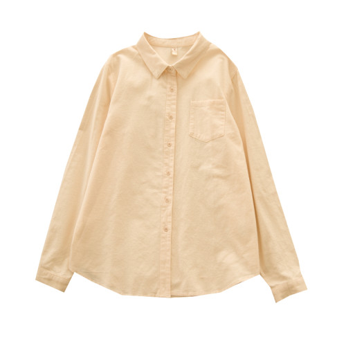 綿綿雪落 秋冬磨毛棉尖領曡穿襯衫女內搭純色寬鬆休閒襯衣通勤