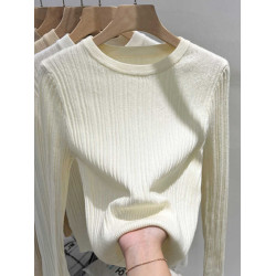 品牌折釦歐貨女裝剪標圓領針織打底衫內搭秋冬修身顯瘦短款上衣潮