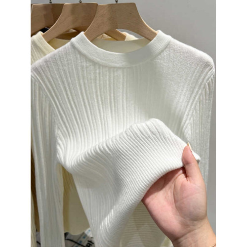 品牌折釦歐貨女裝剪標圓領針織打底衫內搭秋冬修身顯瘦短款上衣潮